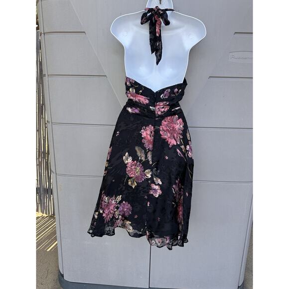 Robbie Bee Signature Dark Floral Burn Out Velvet Silk Dress Sz 10 Y2K Whimsigoth - Picture 14 of 15